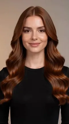 Auburn Long Waves hairstyle shown from the front