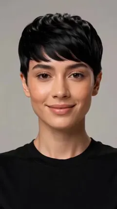 Black Short Undercut hairstyle shown from the front