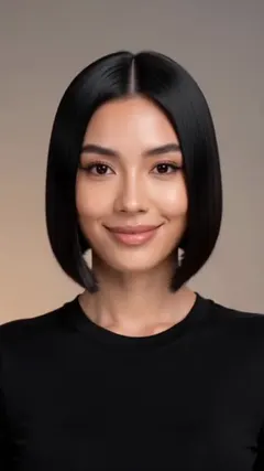 Black Sleek Bob hairstyle shown from the front