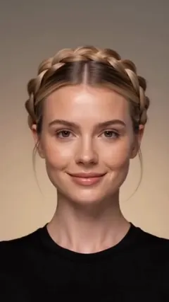 Blonde Braided Crown Updo hairstyle shown from the front