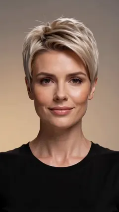 Blonde Pixie With Soft Spiked Top hairstyle shown from the front