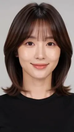 Brown Medium Cut With Curtain Bangs hairstyle shown from the front