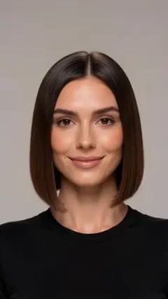 Chestnut Brown Sleek Bob hairstyle shown from the front