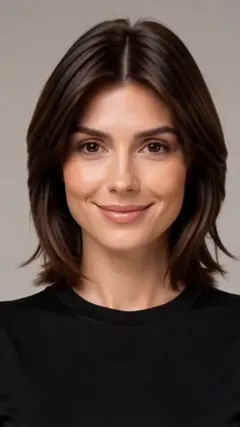 Chocolate Brown Medium Shag hairstyle shown from the front