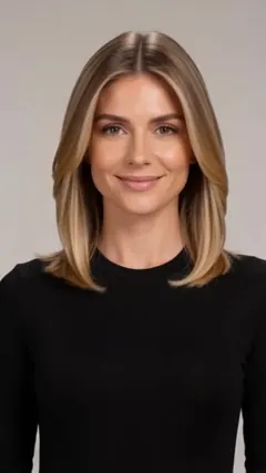Honey Blonde Balayage Lob hairstyle shown from the front