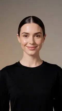 Low ponytail hairstyle shown from the front