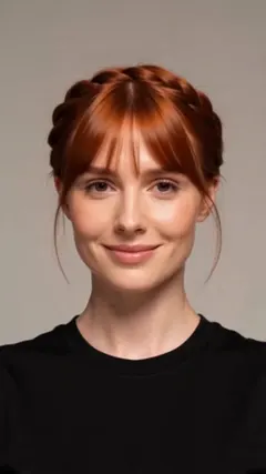 Red Braided Updo hairstyle shown from the front