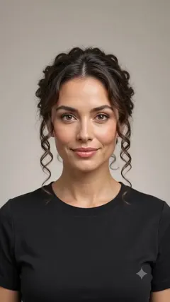 Rose-Pinned Spiral Chignon Hairstyle hairstyle shown from the front