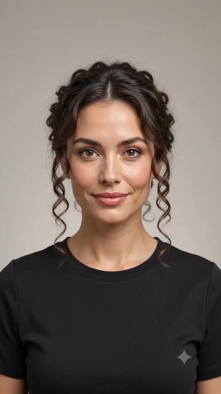 Rose-Pinned Spiral Chignon Hairstyle hairstyle Rose-Pinned Spiral Chignon Hairstyle hairstyle shown from the front