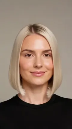 Rounded A-Line Honey Bob hairstyle shown from the front