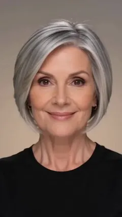 Silver Layered Bob for Older Women hairstyle shown from the front