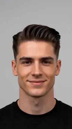 Slick Sweep Pompadour With Fade hairstyle shown from the front