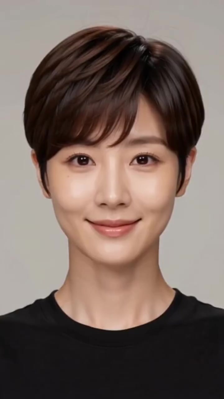Warm Brown Textured Pixie Crop hairstyle Warm Brown Textured Pixie Crop hairstyle shown from the front