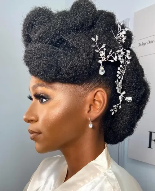 High Puff Bun With Vine Pin