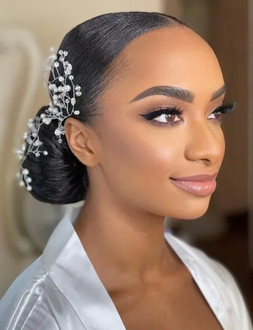 Middle-Part Sleek Chignon