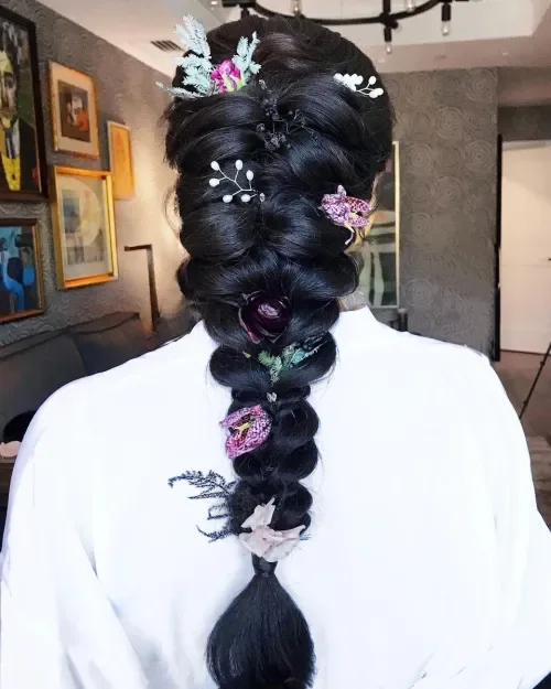Braided Bubble Fishtail Updo