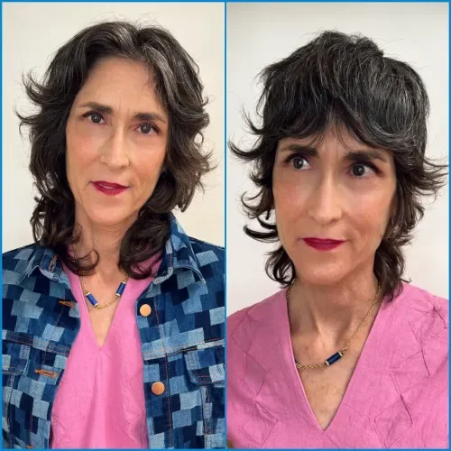 Curly Feathered Bob With Bangs