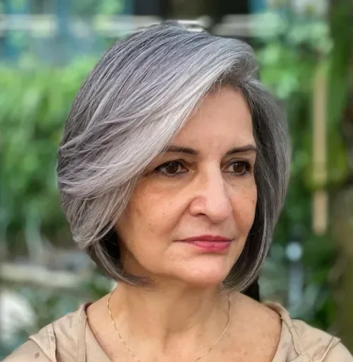 Silver Side-Part Bob Lob
