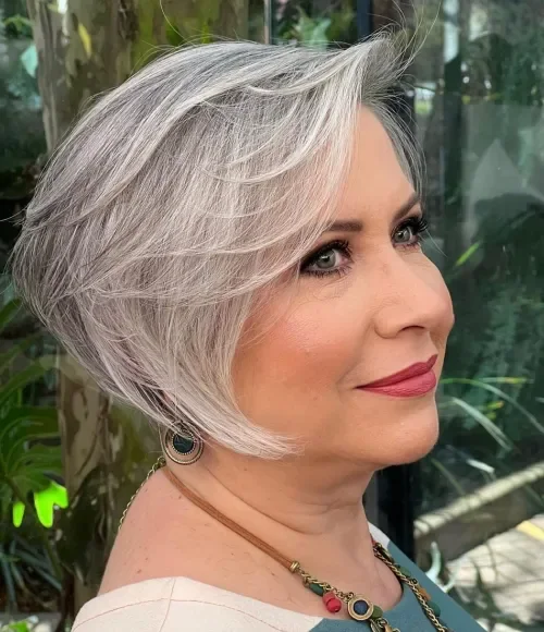 Side-Swept Stacked Bob Pixie