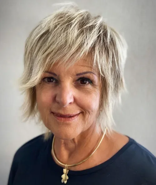 Blonde Shaggy Crop Bob
