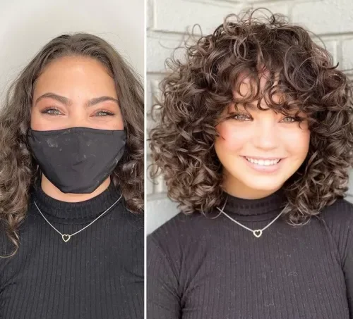 Cropped Curly Bob With Bangs