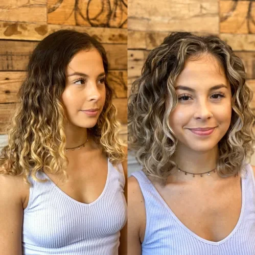 Collarbone Curly Lob With Blend
