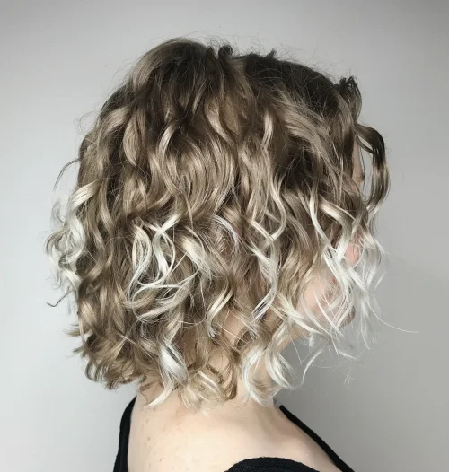 Ash Blonde Curly Bob
