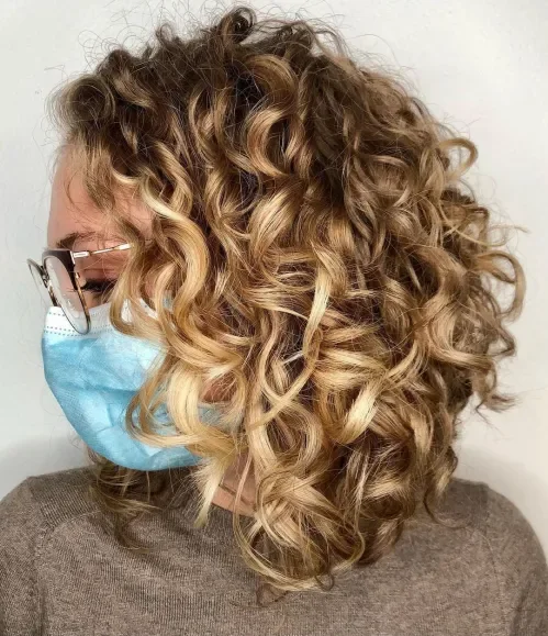 Golden Blonde Spiral Curly Lob