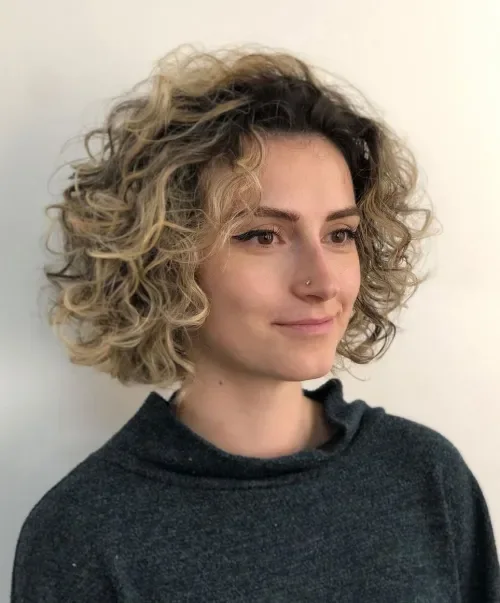 Layered Short Curly Bob