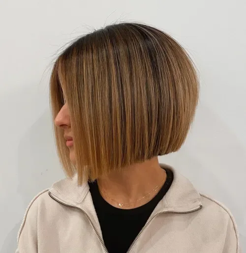 Caramel Curtain Blunt Bob
