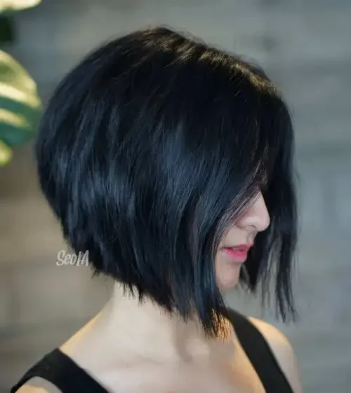Deep Black Rounded Nape Bob