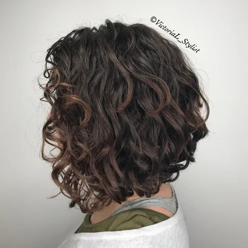 Graduated Curly Black Bob