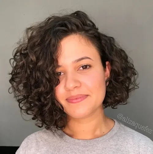 Side-Parted Curly Peekaboo Bob