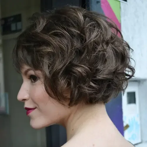 Choppy Wavy Curly Bob With Fringe