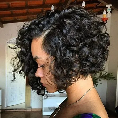 Longish Asymmetrical Curly Bob