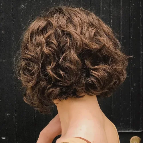 Nape-Length Curly Bob Cut
