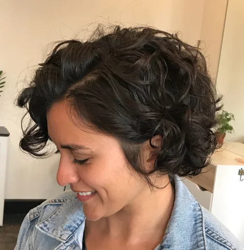 Soft Side Sweep Curly Bob