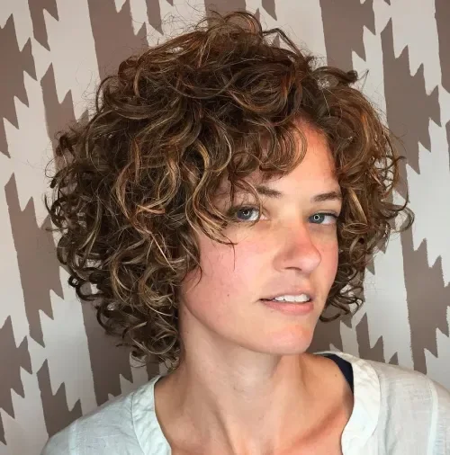 Cute Chin-Length Curly Bob