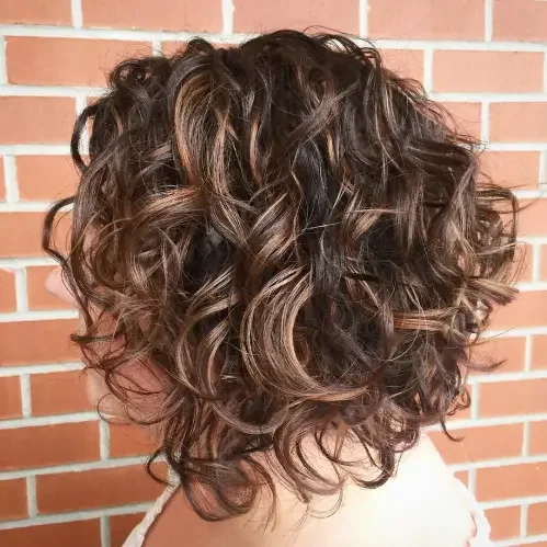 Angled A-Line Curly Bob