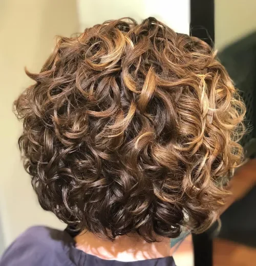 Round Shaped Curly Golden Bob
