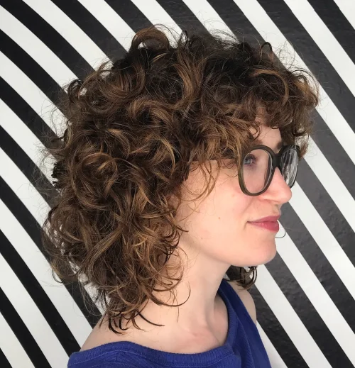 Scrunched Curls With Side Bangs