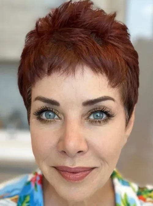 Fiery Auburn Micro-Bang Pixie