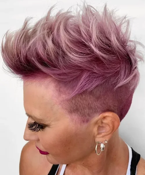 Lilac Pink Side-Swept Pixie