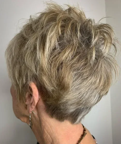 Tousled Olive Blonde Pixie