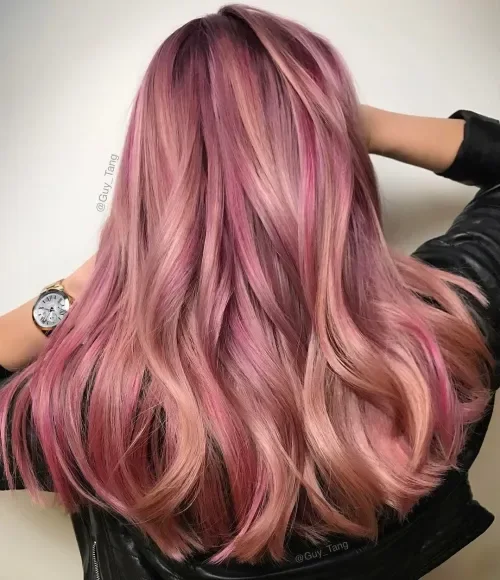 Pastel Rose Fringe Waves