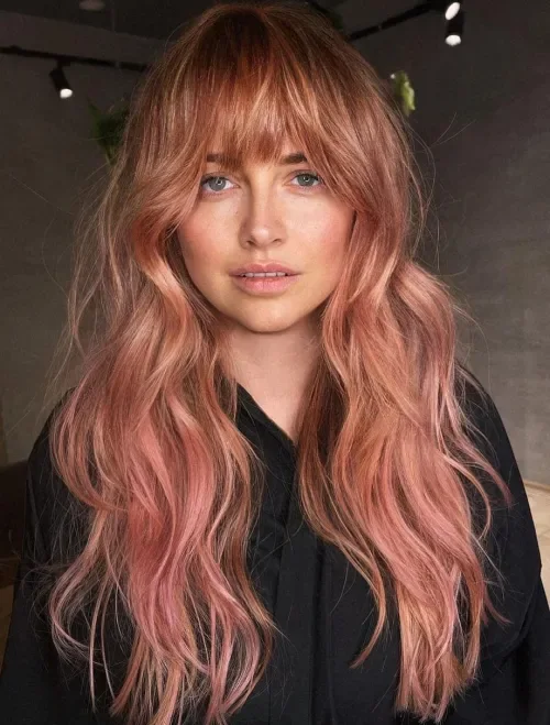 Rose Copper Layered Fringe Waves