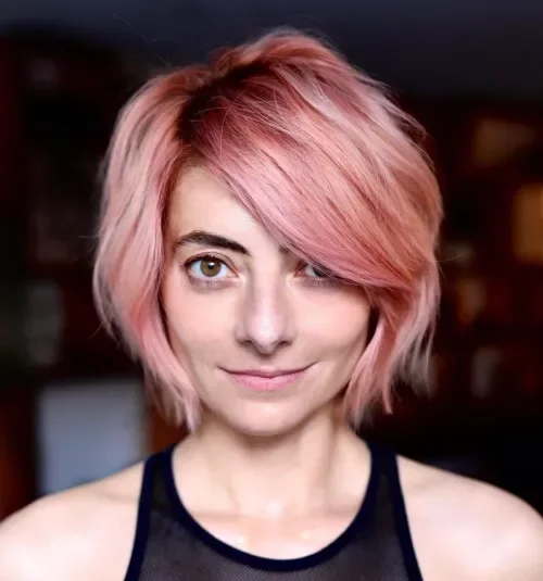 Peachy Rose Gold Short Layers
