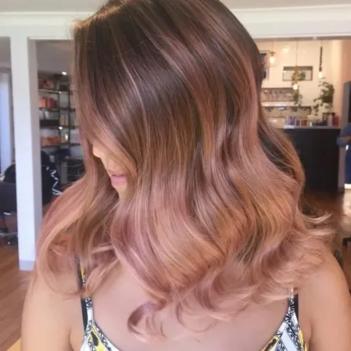 Ombre Rose Blonde Flip Lob