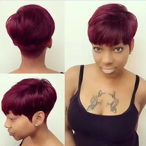 Burgundy Tapered Pixie