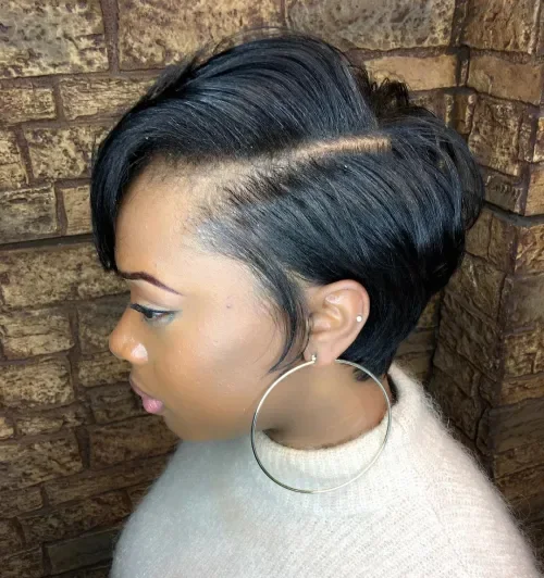 Shiny Deep Side Part Pixie